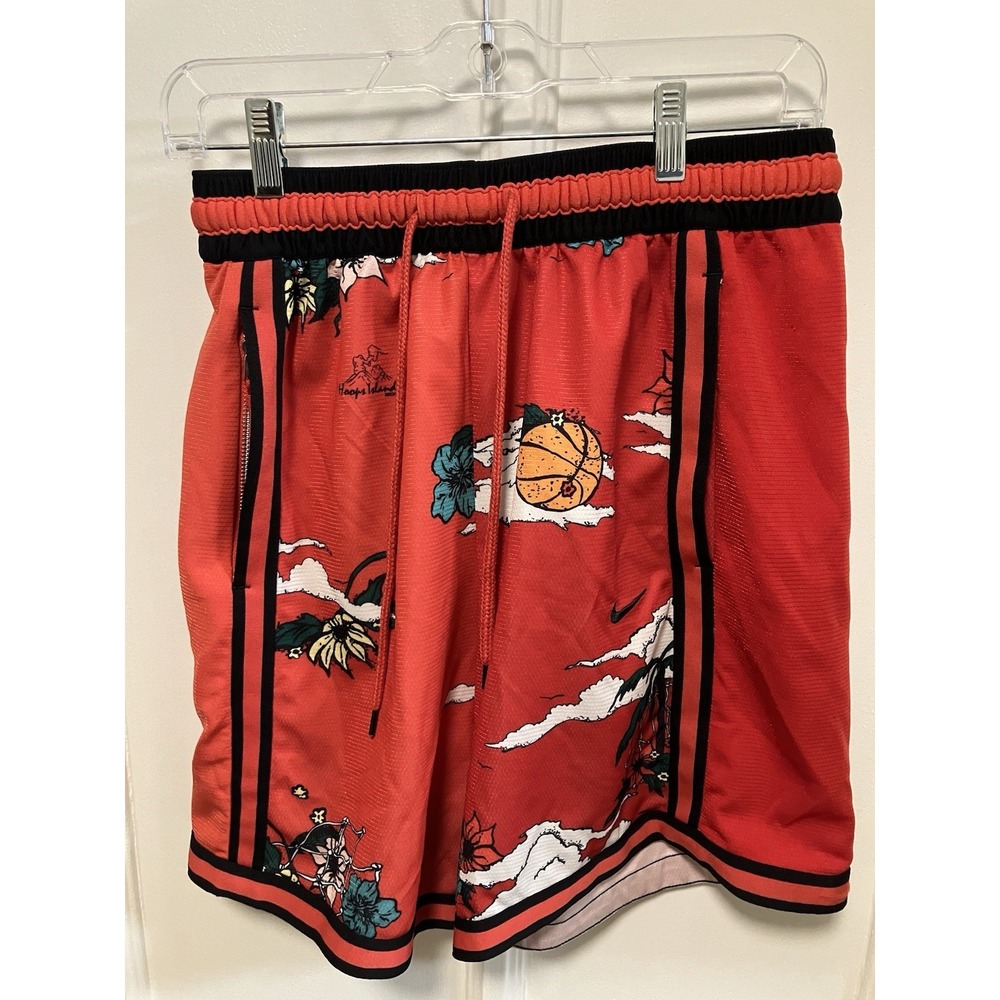 Nike Dri-Fit‎ DNA Hoops Island Red Basketball Shorts Mesh Zipper S